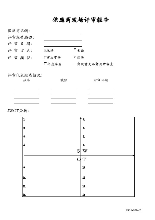 供应商现场评审报告