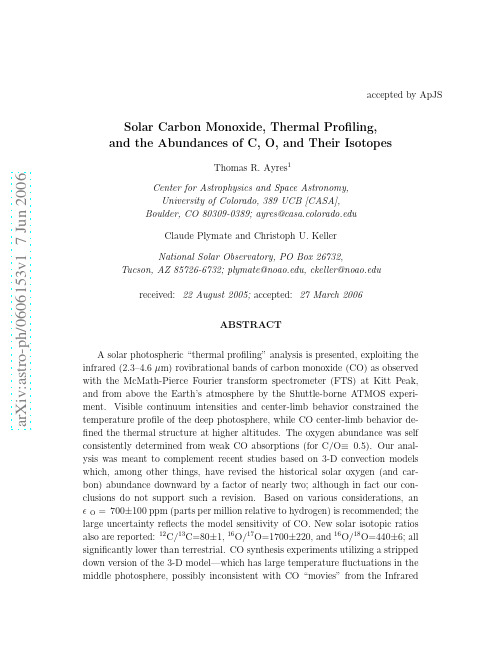 Solar Carbon Monoxide, Thermal Profiling, and the Abundances of C, O, and their Isotopes