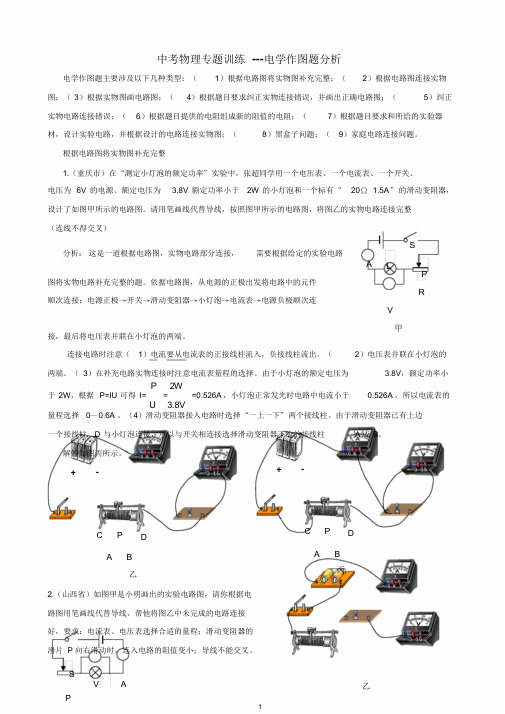 中考物理专题训练--电学作图题(含答案)