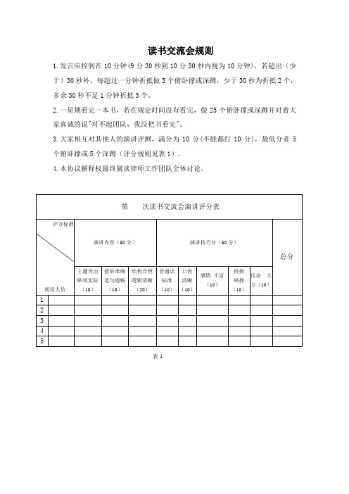 读书交流会规则