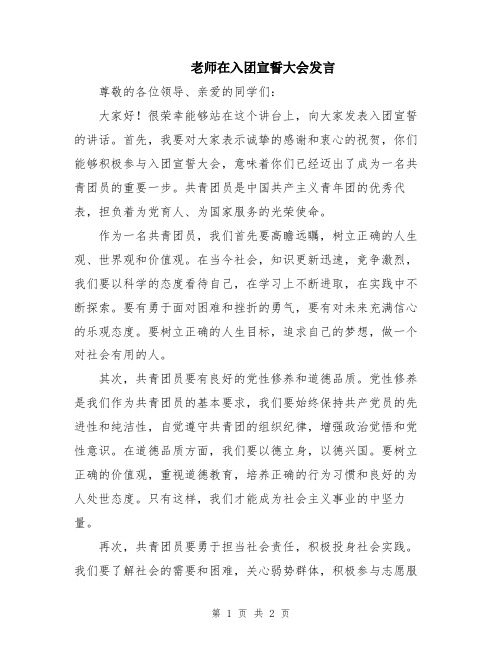 老师在入团宣誓大会发言