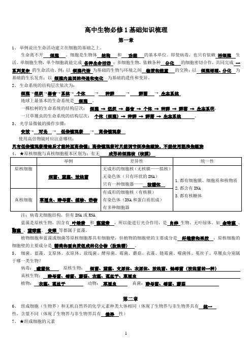 高中生物必修1基础知识梳理(带答案)[1]