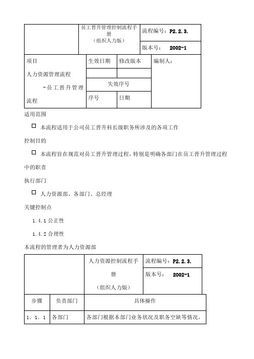 登康口腔护理用品股份公司员工晋升管理流程手册