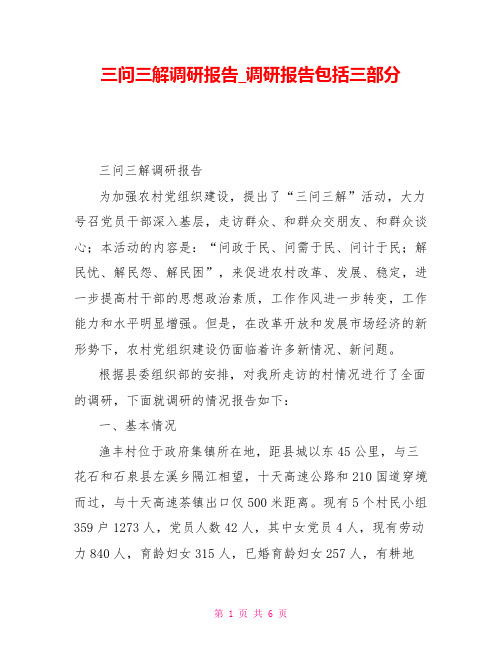 三问三解调研报告调研报告包括三部分