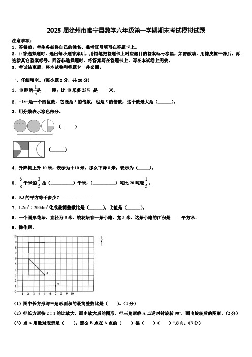 2025届徐州市睢宁县数学六年级第一学期期末考试模拟试题含解析