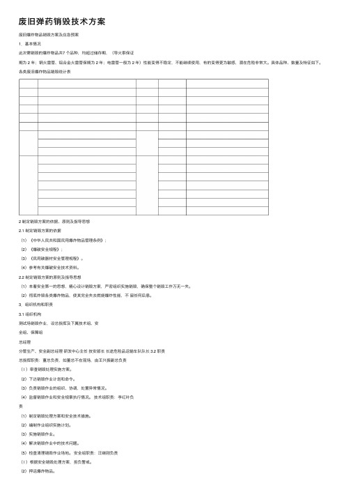 废旧弹药销毁技术方案