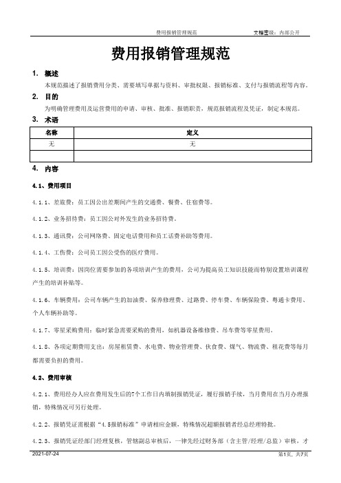 费用报销管理规范[模板]