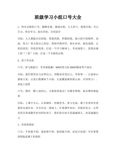 班级学习小组口号大全