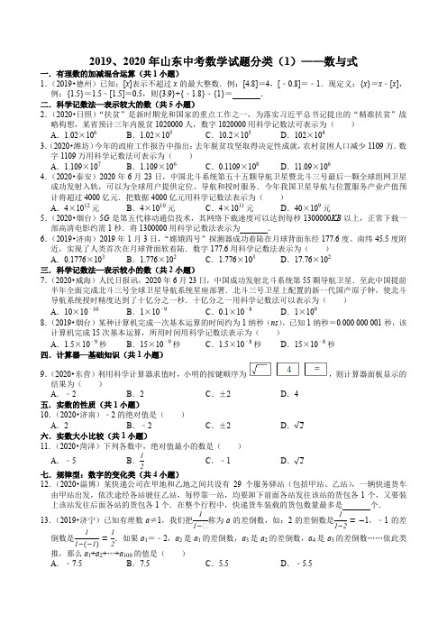 2019、2020年山东中考数学试题分类(1)——数与式