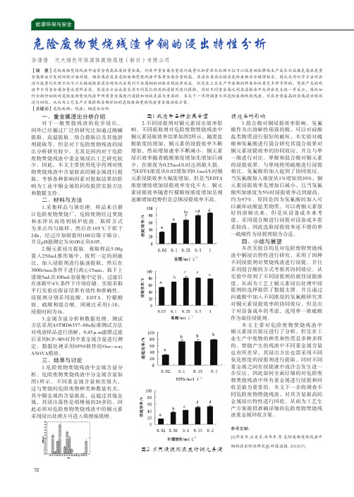 危险废物焚烧残渣中铜的浸出特性分析