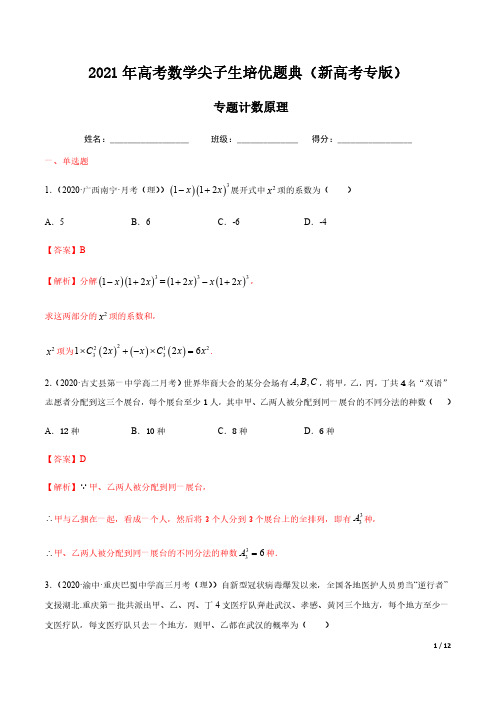 专题 计数原理-2021年高考数学尖子生培优题典(新高考专版)