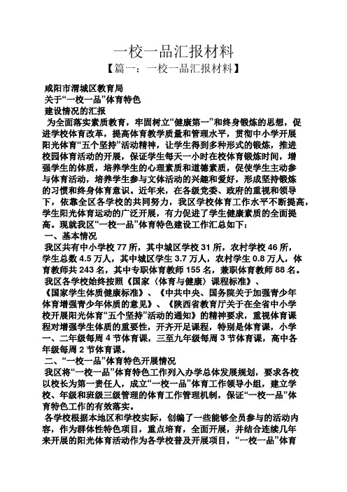 材料范文之一校一品汇报材料