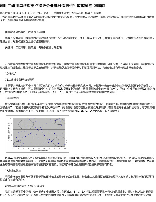 利用二维排序法对重点税源企业部分指标进行监控预警张晓丽