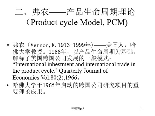 跨国公司理论2产品生命周期理论