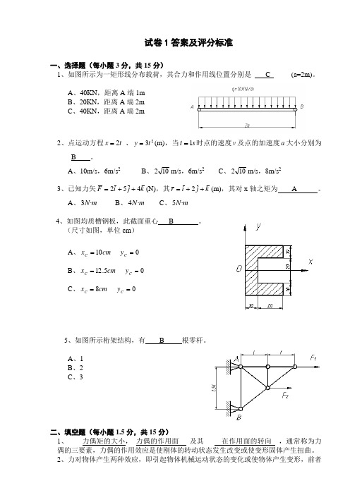 工程力学试卷1及答案