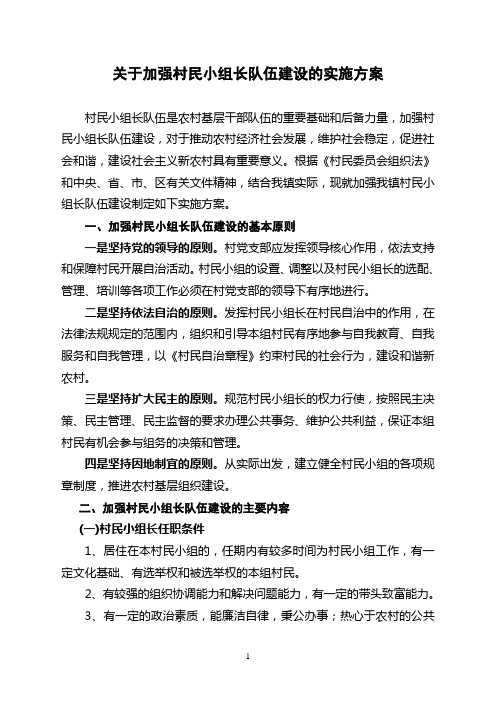 关于加强村民小组长队伍建设的实施办法