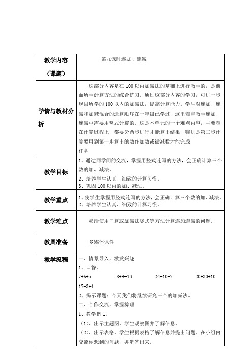 连加连减 公开课教学设计