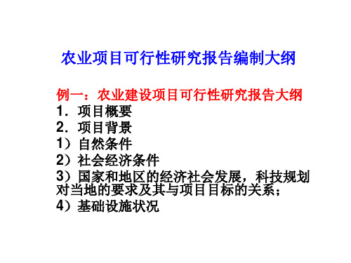 农业项目可行性研究报告编制大纲