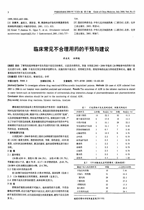 临床常见不合理用药的干预与建议