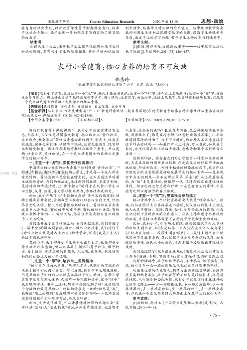 农村小学德育：核心素养的培育不可或缺