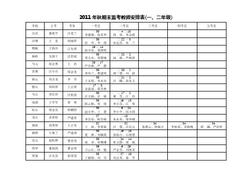 2011年秋期末监考教师安排表(一至八年级)修正