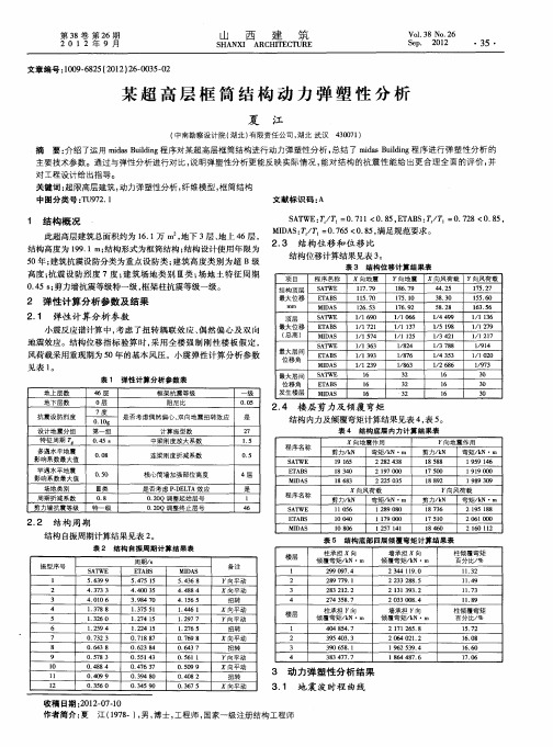 某超高层框筒结构动力弹塑性分析