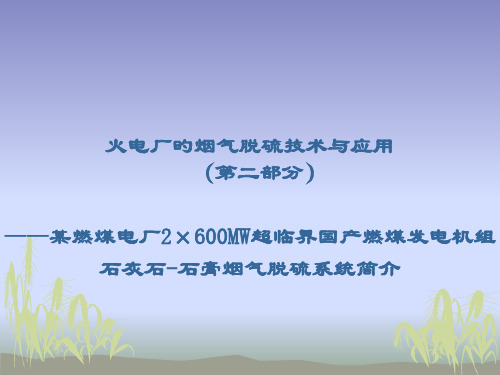 火电厂烟气脱硫技术与应用之二石灰石石膏法系统简介