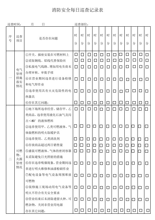 消防安全每日巡查记录表