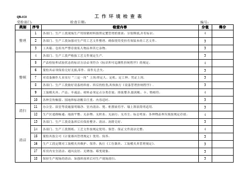 工作环境检查表