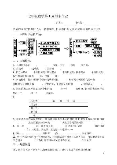 七年级数学第1周周末作业