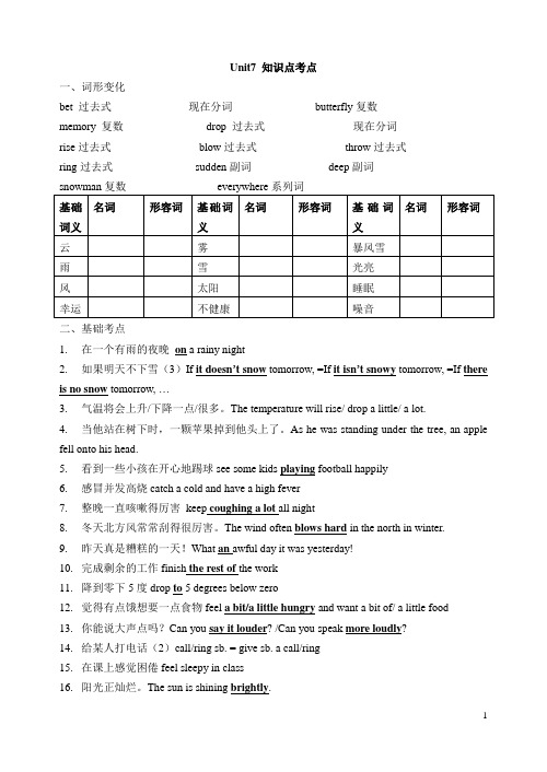 Unit7 知识点考点