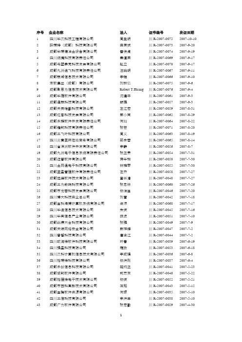 四川双软认定企业505家