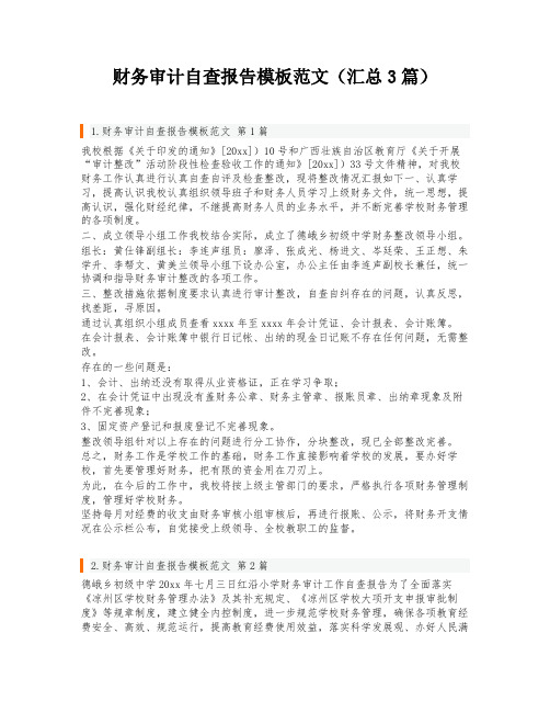 财务审计自查报告模板范文(汇总3篇)