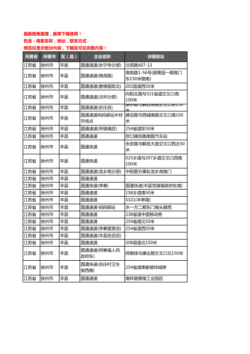 新版江苏省徐州市丰县圆通快递企业公司商家户名录单联系方式地址大全24家