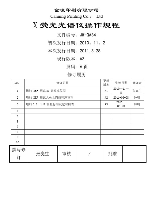 X荧光光谱仪操作规程