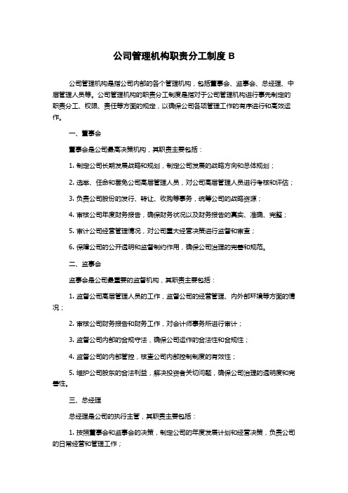 公司管理机构职责分工制度B