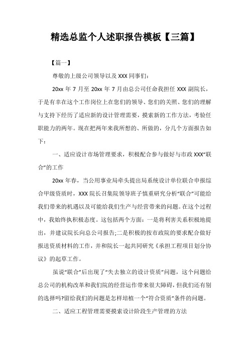 精选总监个人述职报告模板【三篇】