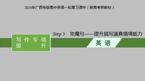 2024年广西专版高中英语一轮复习课件(新高考新教材)写作专项提升  变魔句——提升描写逼真情境能力