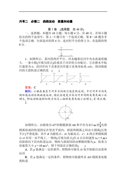 2019版高考物理一轮复习精选题辑：月考二 含解析 精品