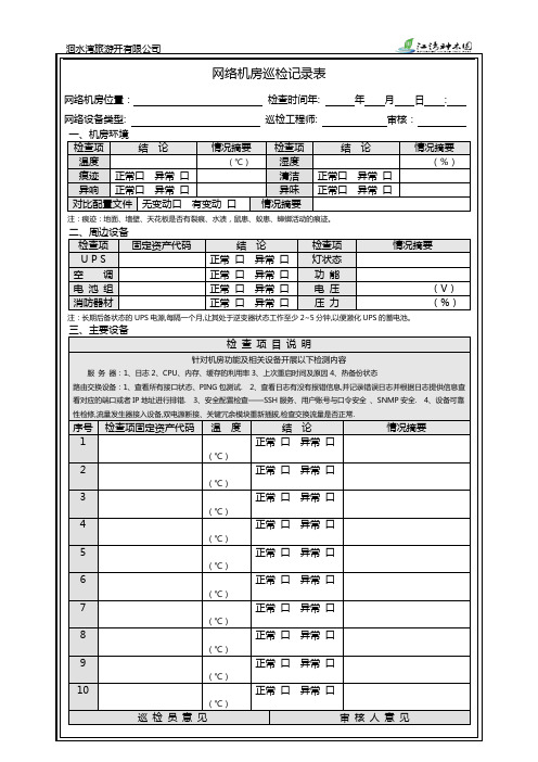 (完整word版)网络机房巡检记录表