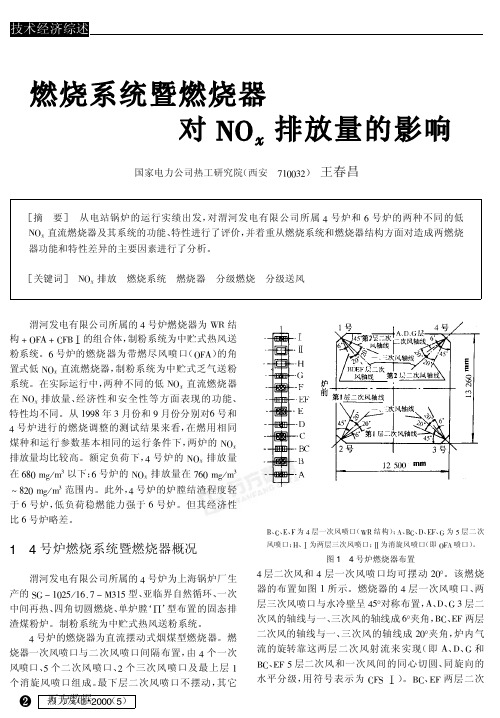 燃烧系统暨燃烧器对NOx排放量的影响