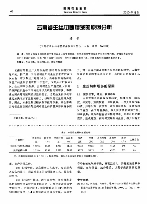 云南省生丝切断增多的原因分析