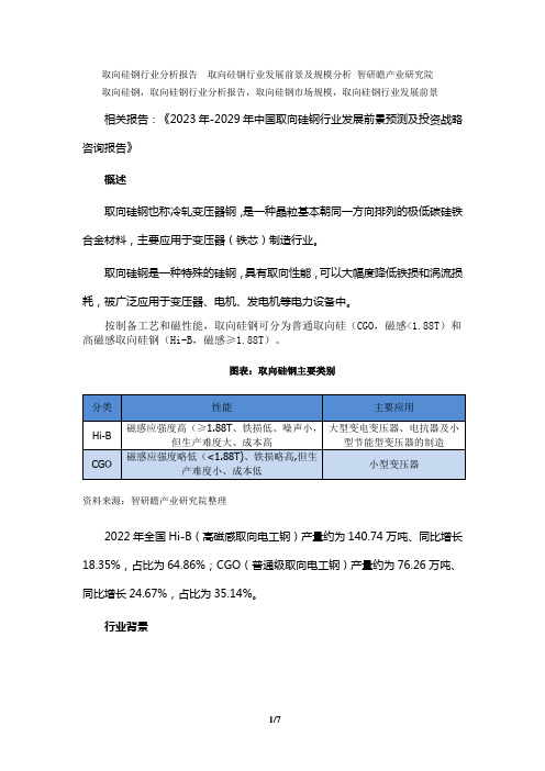 2023年-2029年中国取向硅钢行业发展前景预测及投资战略咨询报告