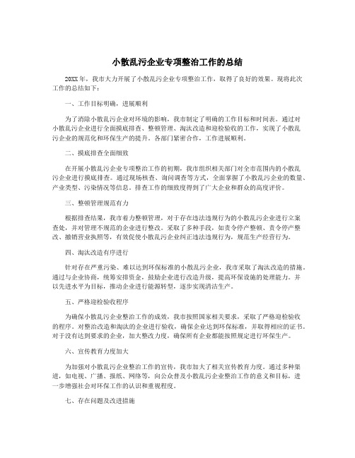 小散乱污企业专项整治工作的总结