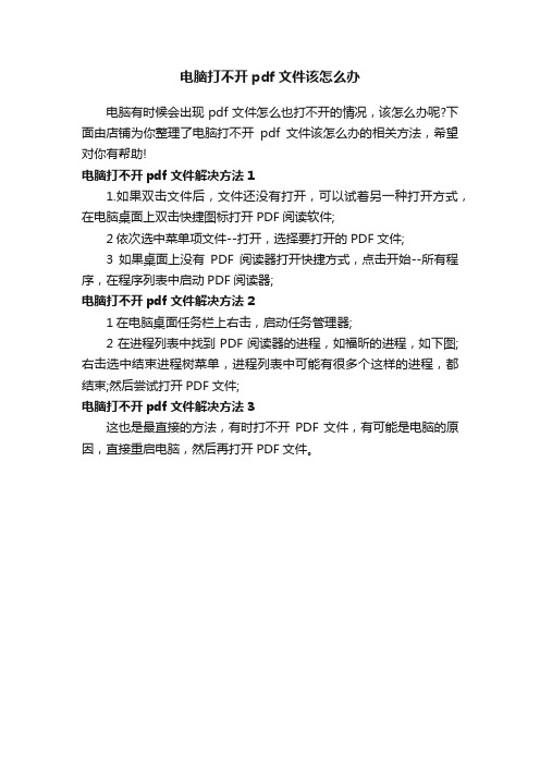 电脑打不开pdf文件该怎么办