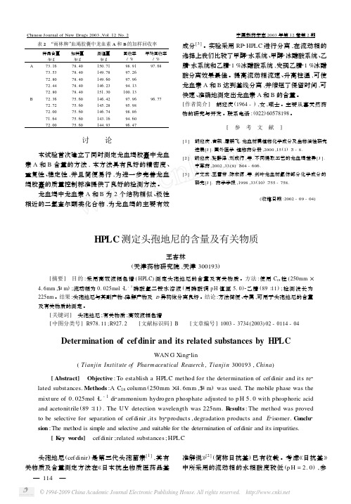 HPLC测定头孢地尼的含量及有关物质