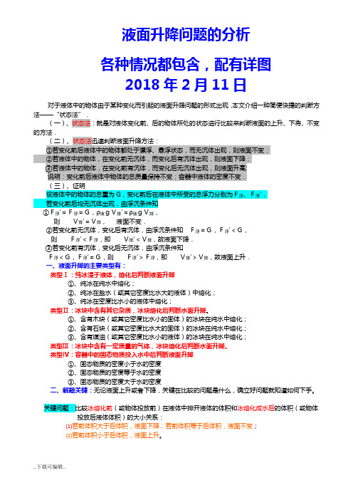 浮力专题_液面变化和解题技巧(很全面、很详尽)