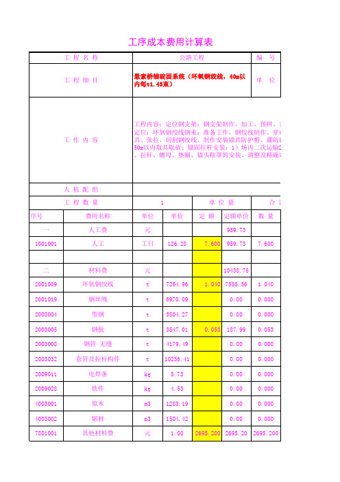 41004.02悬索桥锚碇固系统(环氧钢绞线,40m以内每t1