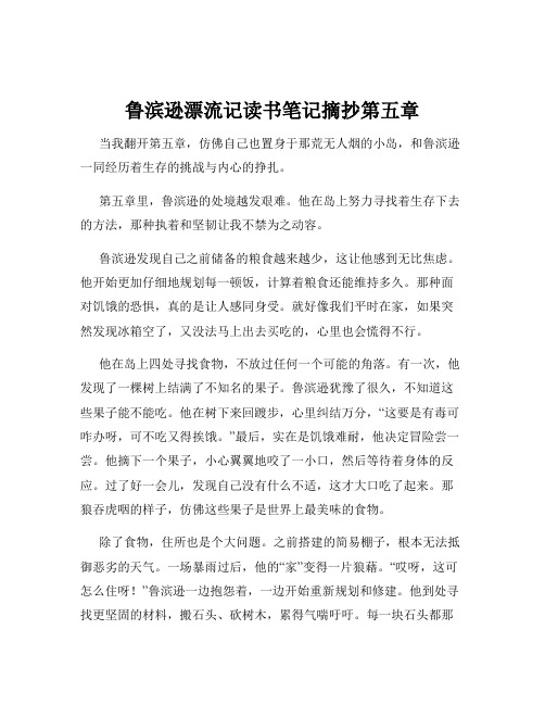 鲁滨逊漂流记读书笔记摘抄第五章