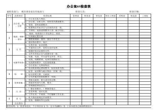 办公室6S检查表(已修改)